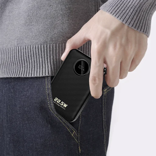 Dudao K14+ 22,5W 20000 mAh powerbanka so zabudovaným káblom typu C a Lightning, čierna - 5