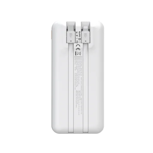 Wozinsky WFC-15W 20000mAh 22.5W PD20W Powerbanka so vstavanými káblami Lightning a USB-C - Biela - 4