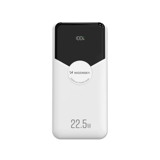 Wozinsky WFC-15W 20000mAh 22.5W PD20W Powerbank beépített Lightning és USB-C kábelekkel - Fehér - 2