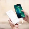 Wozinsky W11-W 10000mAh 10W Powerbank so zabudovanými káblami a svietidlom - Biela thumbnail
