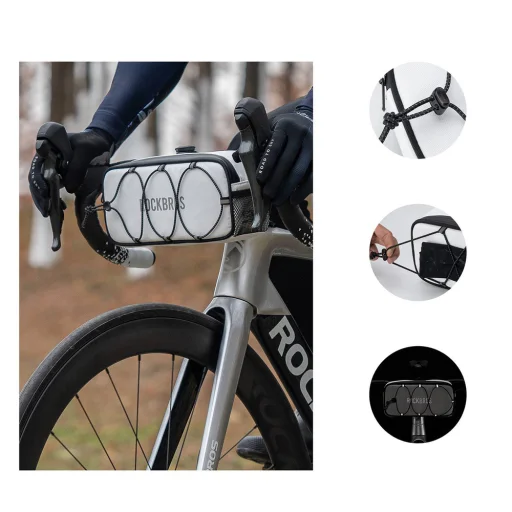 Rockbros TL001 ROAD TO SKY vodotesná taška na riadidlá 1,9L – biela - 4