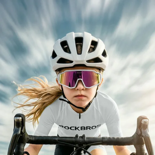Cyklistické okuliare Rockbros SP383 Shining Warrior - matný biely rám, polarizované červené sklá - 2