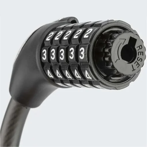 Zámok na bicykel Rockbros RKS531 – oceľové lanko, 5-miestna číselná kombinácia + LED, 180 cm - 2
