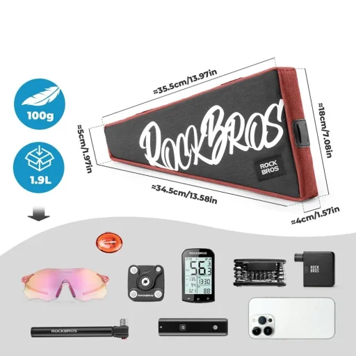 Rockbros G008 Flash Journey trojuholníková taška – XL, červená - 4