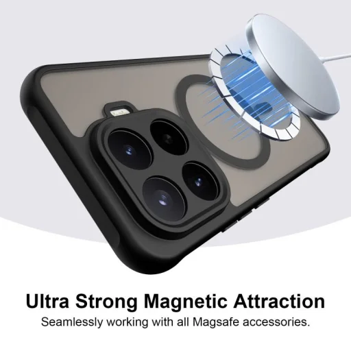 Xiaomi 17T Pro 5G készülékhez Fan Dun sorozatú TPU hibrid PC matt MagSafe telefontok tok (fekete) - 5