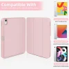 3-dielne TPU flipové puzdro z umelej kože na tablet s držiakom na stylus pre iPad 10.9 2022, iPad 11 2025 (ružové) thumbnail