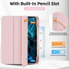 3-dielne TPU flipové puzdro z umelej kože na tablet s držiakom na stylus pre iPad 10.9 2022, iPad 11 2025 (ružové) thumbnail