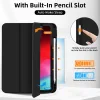 iPad 10.9 2022, iPad 11 2025 készülékhez való 3 részesen hajtható TPU fliptok műbőr tablet tok stylus tartóval (fekete) thumbnail