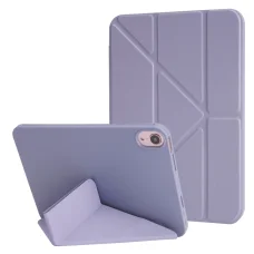 Trojdielne kožené puzdro na tablet s plátenným vzorom z PU + silikónu pre iPad 10.9 2022, iPad 11 2025 (fialové)