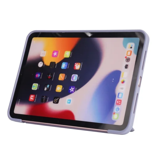 Trojdielne kožené puzdro na tablet s plátenným vzorom z PU + silikónu pre iPad 10.9 2022, iPad 11 2025 (fialové) - 5