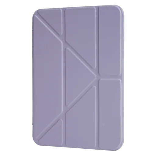 iPad 10.9 2022, iPad 11 2025 készülékhez vászonmintás PU + szilikon háromra hajtható tablet tok (lila) tok - 2
