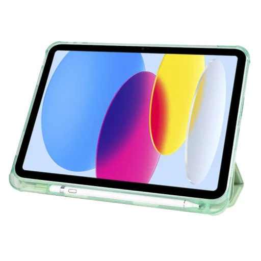 Nárazuvzdorné trojdielne skladacie kožené puzdro na tablet pre iPad 10.9 2022, iPad 11 2025 so vzduchovými vankúšmi v štyroch rohoch a držiakom na stylus (matcha zelená) - 4