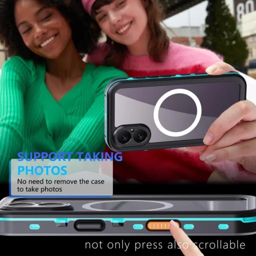 iPhone 17 készülékhez RedPepper IP68 vízálló háromszoros védelemmel ellátott MagSafe telefontok (fekete/sötétszürke) tok - 9