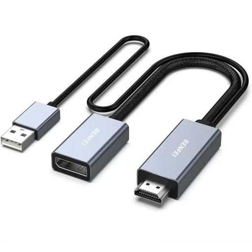 BENFEI HDMI–DisplayPort adapter 4K 60Hz / 2K 144Hz / 1080P 165Hz egyirányú szürke - 1