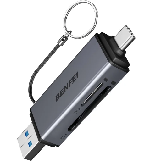 BENFEI 2 az 1-ben USB-C / USB-A 3.0 SD és microSD kártyaolvasó fekete - 1