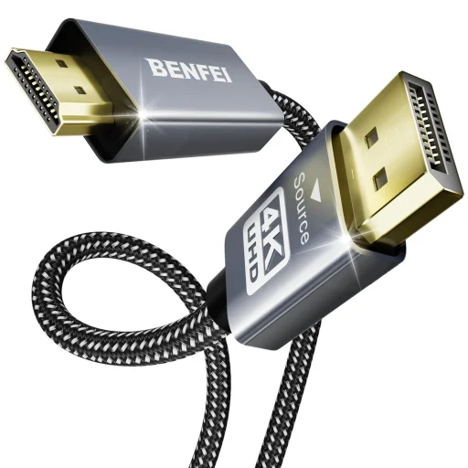 Benfei DisplayPort 1.2 - HDMI 1.4 egyirányú 4K kábel 0,9 m szürke - 1