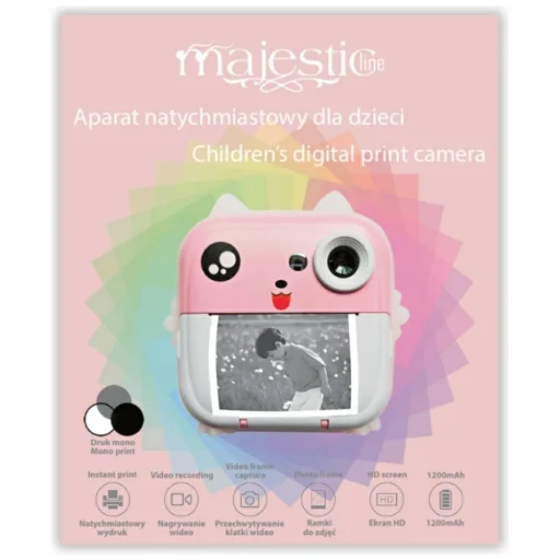 MajesticLine azonnali fényképezőgép gyerekeknek rózsaszín - 9
