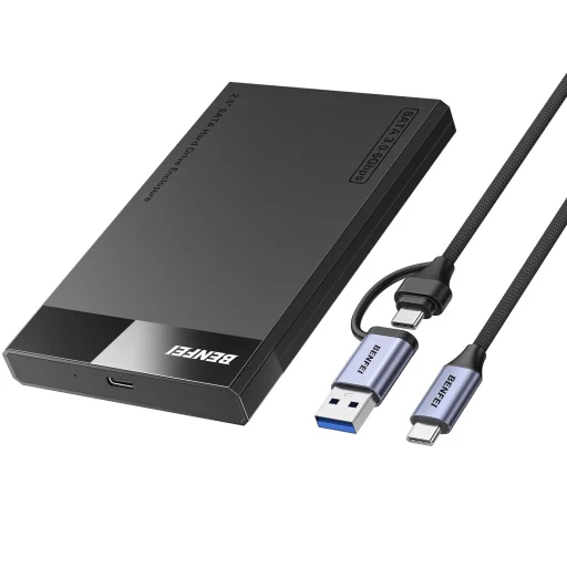 BENFEI 2,5 hüvelykes SATA SSD meghajtóház USB-C / USB-A csatlakozóval, UASP és SATA III támogatással, fekete - 1