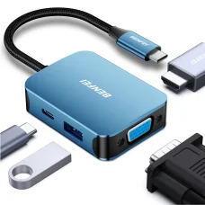 BENFEI 4 az 1-ben USB-C - 4K HDMI USB-C 1x USB-A VGA adapter kék