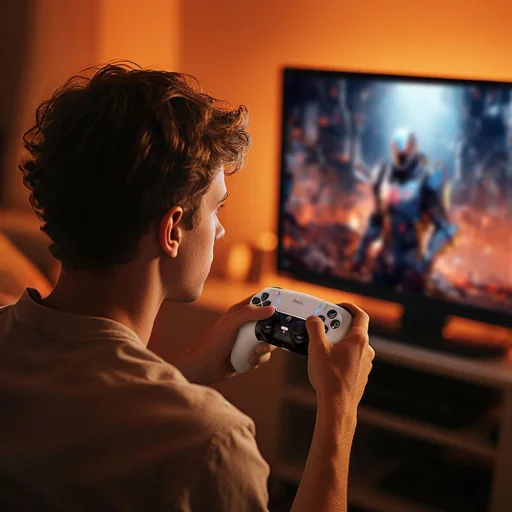 Hoco GA32 biely bezdrôtový gamepad pre PS5, kompatibilný s hrami pre PS5 a PS4 - 4