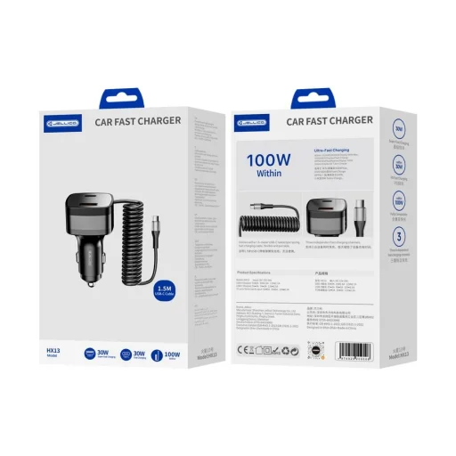 JELLICO HX13 nabíjačka do auta PD 30W 1xUSB-C + 1xUSB QC3.0 čierna - 2