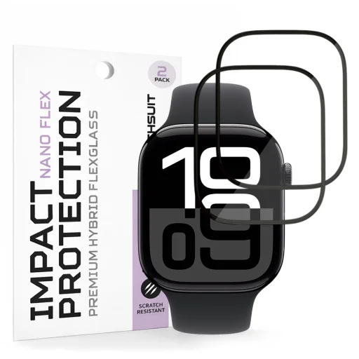 Apple Watch 10 46mm / 11 46mm Čierne ochranné sklo Techsuit - Nano Flex (balenie 2 ks) - 1