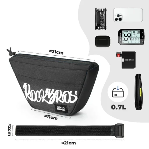 Rockbros G011 Flash Journey trapezoidál biciklis táska – fekete - 2