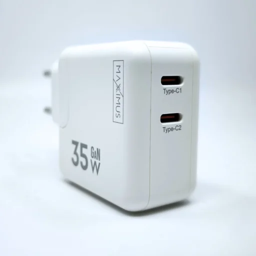 MX Burst GaN PD 35W sieťový nabíjací USB-C adaptér, 2x USB-C + USB-C/Lightning PD kábel 20W, biely - 3