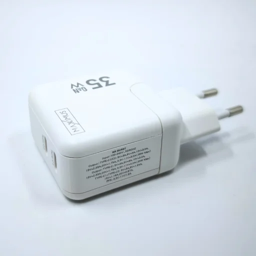 MX Burst GaN PD 35W sieťový nabíjací USB-C adaptér, 2x USB-C + USB-C/Lightning PD kábel 20W, biely - 4