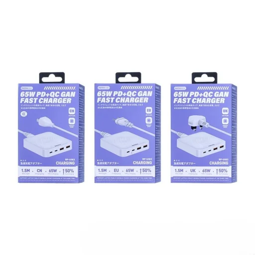 REMAX DONGFENG cestovný sieťový nabíjací adaptér USB-C 65 W RP-U183 GaN PD QC biely - 2