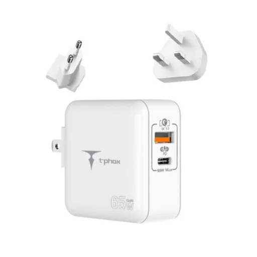 T-PHOX Mega T-PP09 GaN PD 65 W USB/USB-C sieťový nabíjací adaptér biely - 2