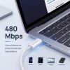 Alphajack USB-C USB-C 1MW- 60W adat és töltő kábel fehér 1m nylon borítással thumbnail