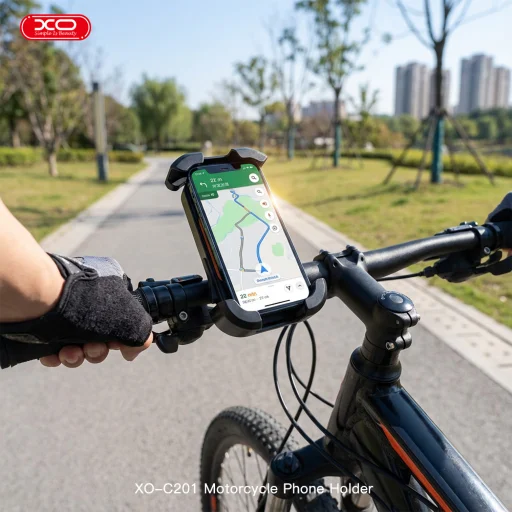 XO C201 držiak na mobilný telefón na bicykel / motorku čierno-oranžový - 6
