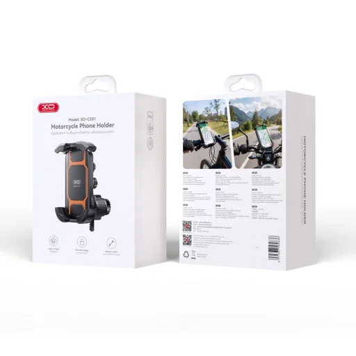 XO C201 držiak na mobilný telefón na bicykel / motorku čierno-oranžový - 4