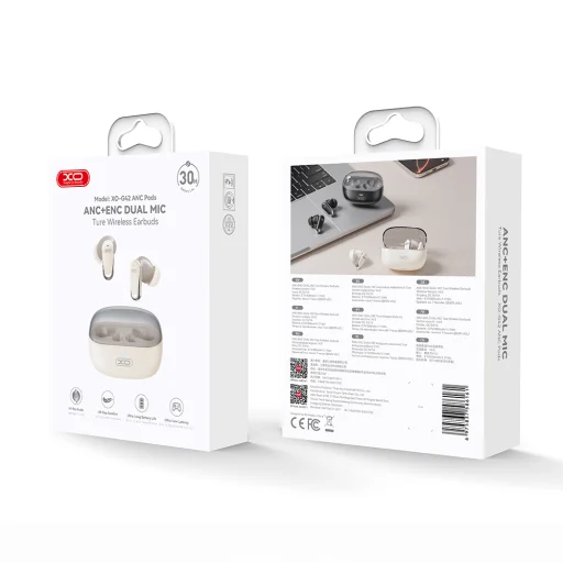 XO G42 TWS Bluetooth slúchadlá béžové ANC + ENC - 4