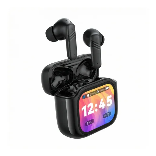 XO X50 TWS LCD čierne bezdrôtové bluetooth slúchadlá s ANC + ENC a dvojitým mikrofónom - 3