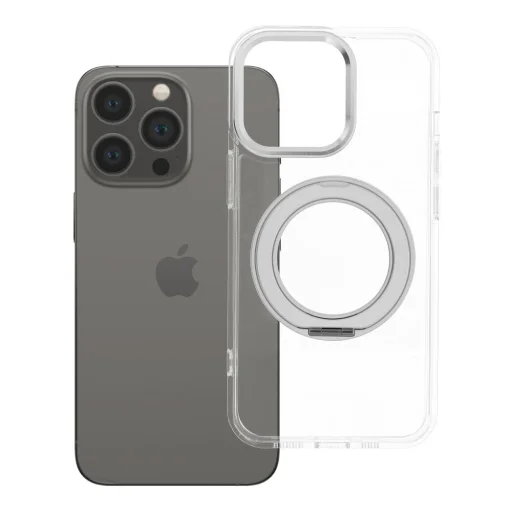iPhone 13 Pro priehľadný kryt kompatibilný s MagSafe Frame Circle Stand - 1