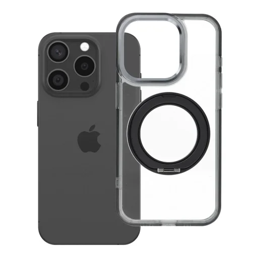 iPhone 15 Pro Frame Circle Stand čierne puzdro kompatibilné s MagSafe - 1