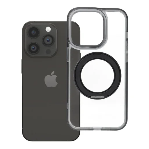 iPhone 14 Pro Frame Circle Stand čierne puzdro kompatibilné s MagSafe - 1