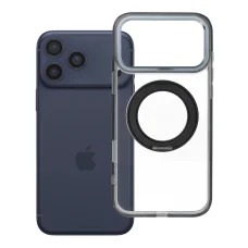  iPhone 18 Pro Max / 17 Pro Max fekete Frame Circle Stand MagSafe-kompatibilis tok