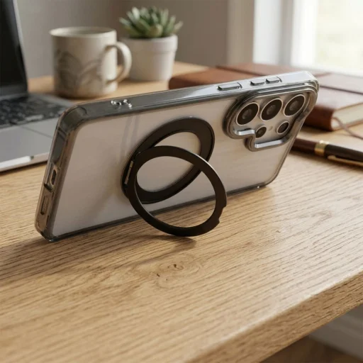 Samsung Galaxy S26 Ultra Frame Circle Stand MagSafe kompatibilis fekete tok - 3