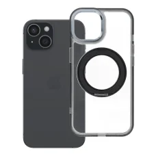 iPhone 15 Frame Circle Stand čierne puzdro kompatibilné s MagSafe