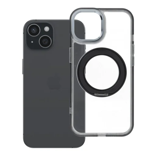 iPhone 15 Frame Circle Stand čierne puzdro kompatibilné s MagSafe - 1