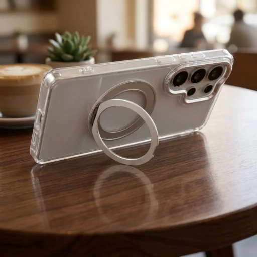 Samsung Galaxy A17 Frame Circle Stand MagSafe kompatibilis átlátszó tok - 3
