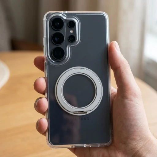 Samsung Galaxy A56 5G Frame Circle Stand priehľadný kryt kompatibilný s MagSafe - 5