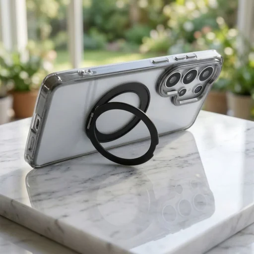 Samsung Galaxy S26 Ultra Frame Circle Stand MagSafe kompatibilis átlátszó tok - 2