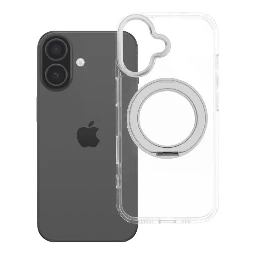 iPhone 17 priehľadné puzdro Frame Circle Stand kompatibilné s MagSafe - 1