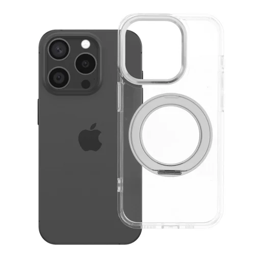 iPhone 15 Pro priehľadný kryt Frame Circle Stand kompatibilný s MagSafe - 1