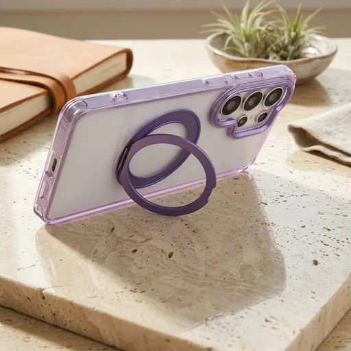 Samsung Galaxy A57 Frame Circle Stand fialové puzdro kompatibilné s MagSafe - 3