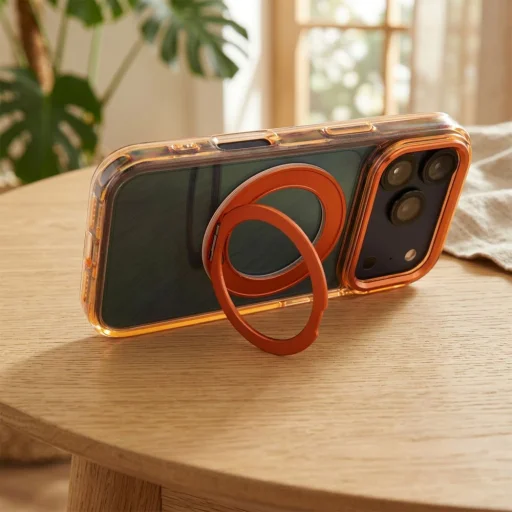 iPhone 17 Pro / 18 Pro Frame Circle Stand MagSafe kompatibilné oranžové puzdro - 3